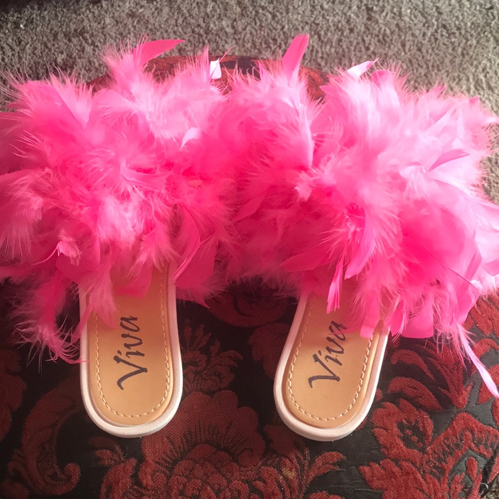 Barbie Pink Feather Slippers